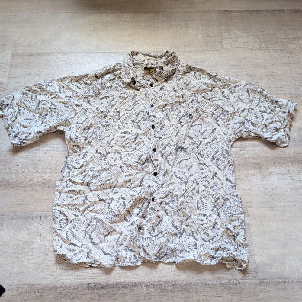 Vintage Bruno B 100% Silk Floral Hawaiian Shirt Size Large L Super Light